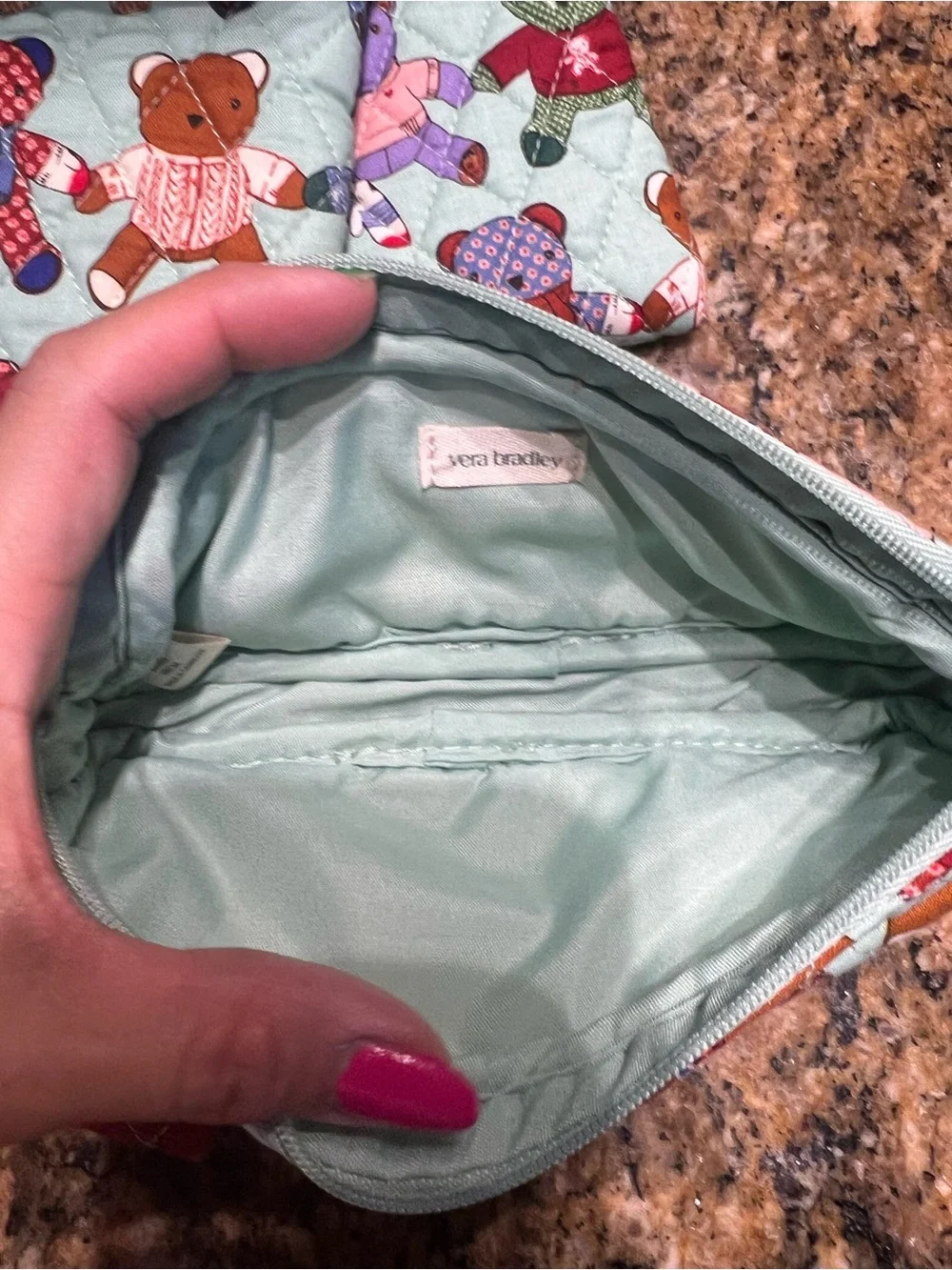 Vera Bradley Quilted Teddy Print Tote Bag Set in Mint